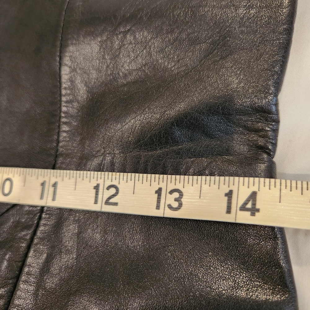 Genuine Black Leather Dress Lace Trim Womens 28 Waist Gothcore Bikercore - Picture 8 of 11